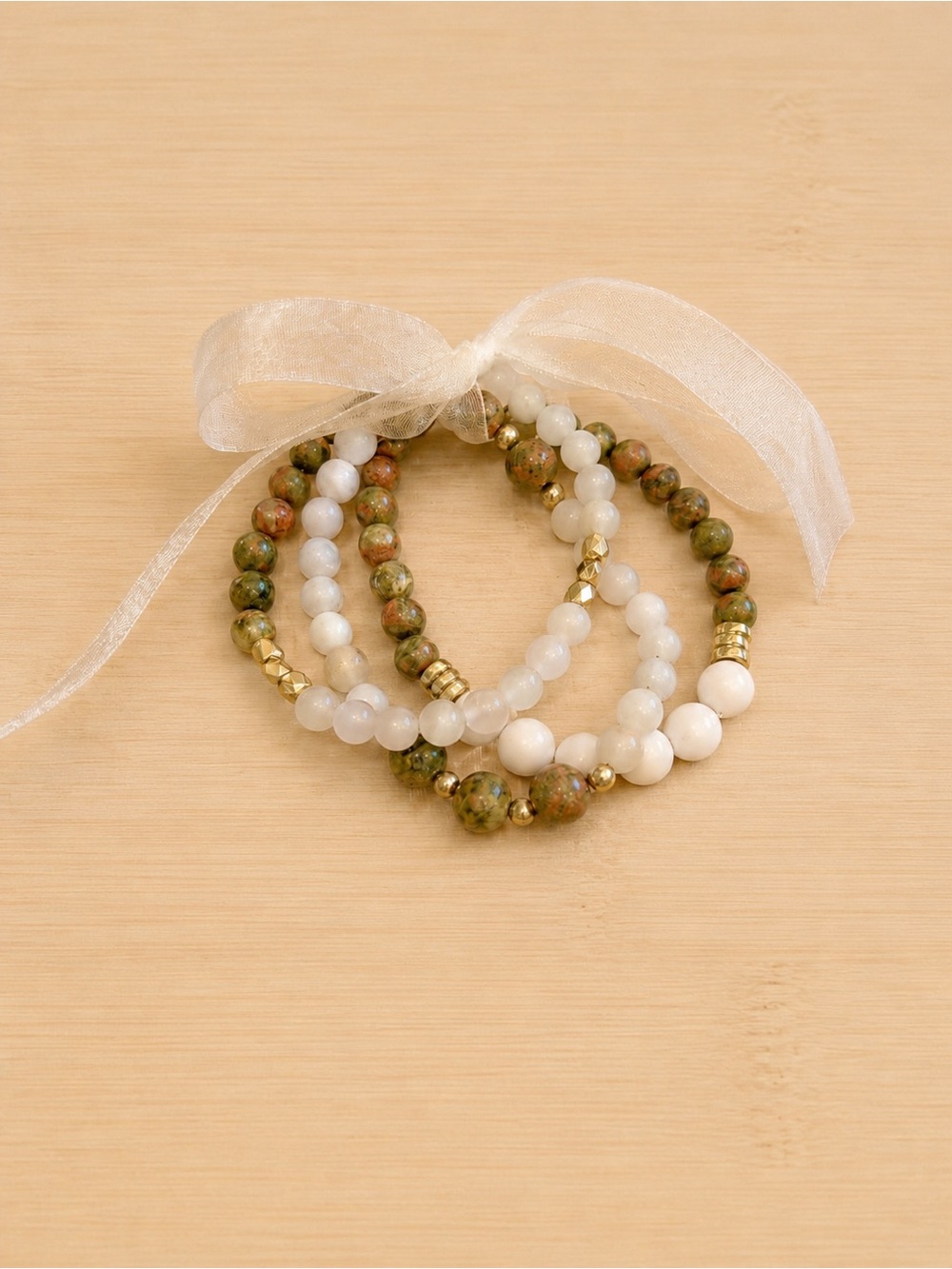 ✨ Ivory & Unakite Bracelet Stack | Handmade Stretch Bracelet Set ✨